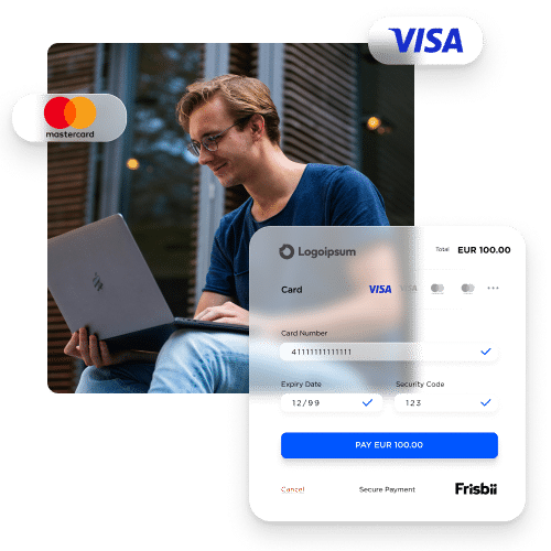 A visual of a checkout window with potential for your branding and different payment methods