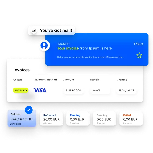 Subscription notifications such as invoices, settled, pending, etc.