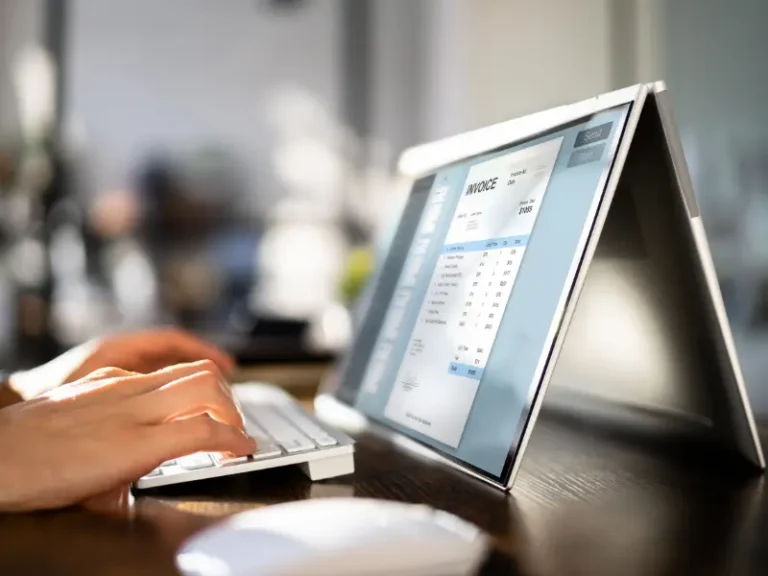 A person looking at an invoice on their computer