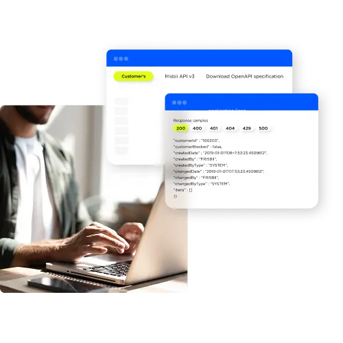 A visual of dev overviews to show the Open API concept of Frisbii